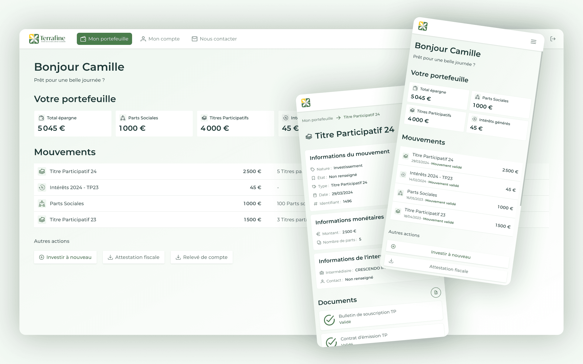 visuel principal du projet Terrafine - Application Investisseur